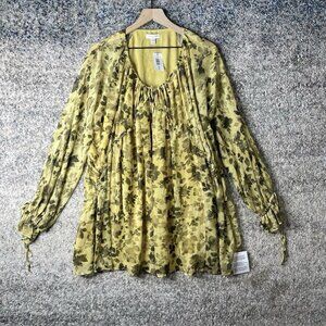 Topshop‎ Floral Print Babydoll Dress Yellow Black Chuck On In ASOS US 6